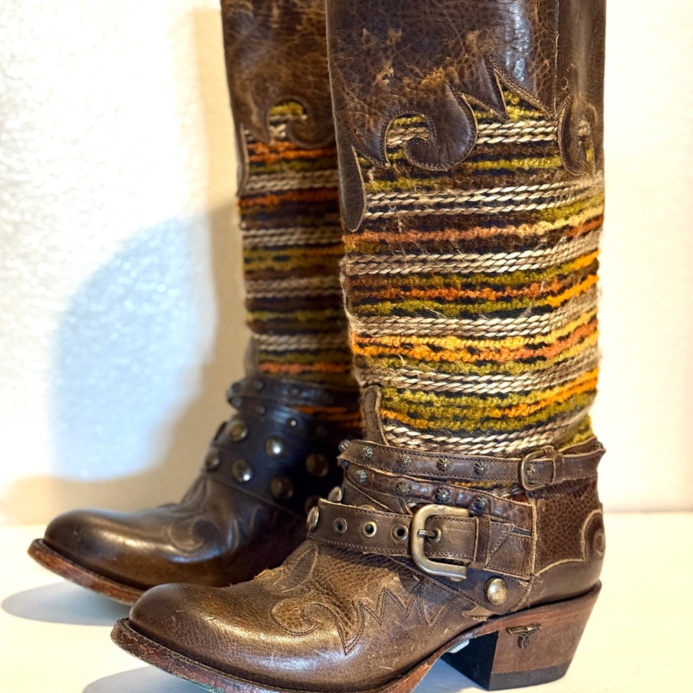 LANE Olive Distressed Leather Western Cowgirl Boots NWT 5.5 - Picture 2 of 12